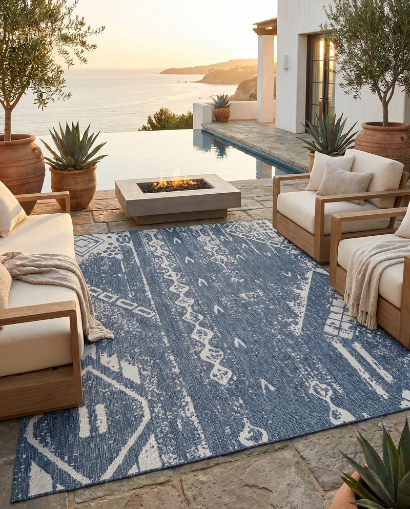 Desert Nomad Terrace Collection Area Rug - Sahara (Blue) Rectangle Blue  lifestyle 20