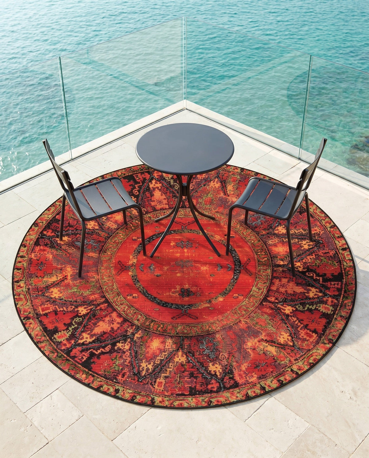 Safari Escape Rugs Collection Area Rug - Serengeti Round Multi  lifestyle 124