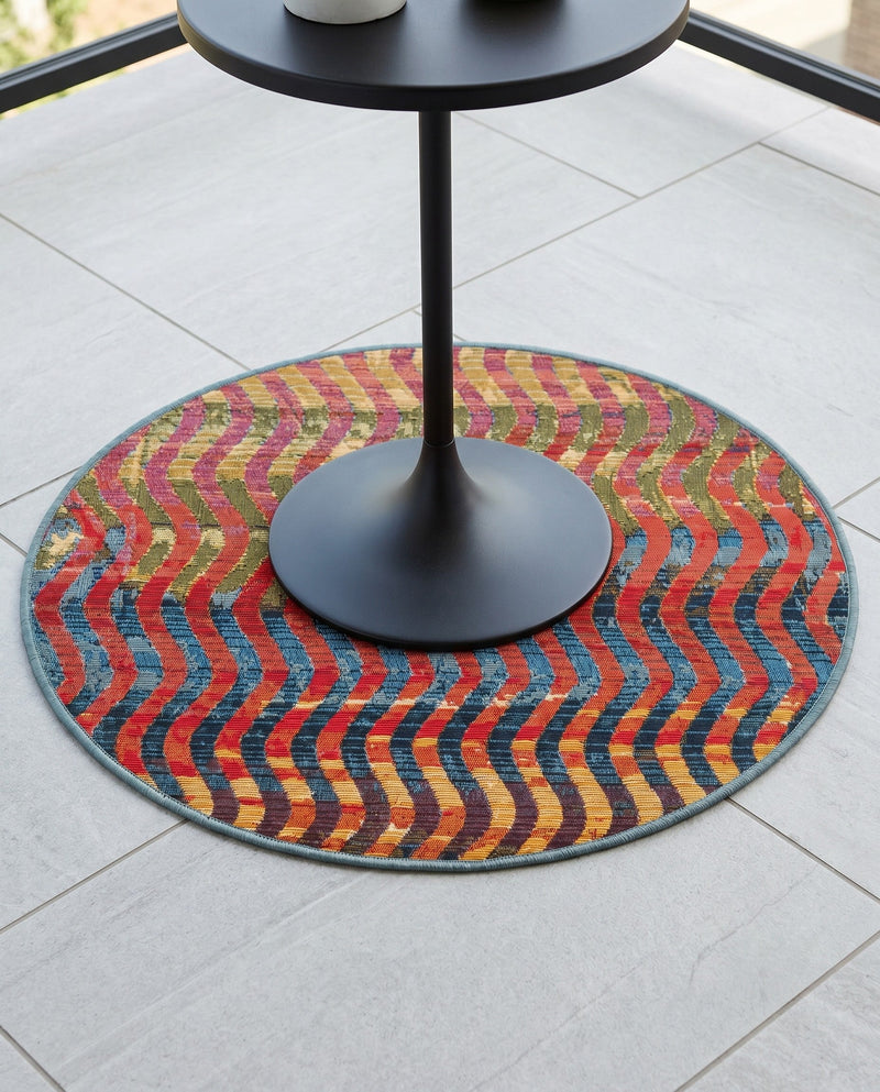 Urban Terrace Collection Area Rug -  Walkway Round Multi  lifestyle 79