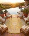 Tribal Terrace Treasures Collection Area Rug -  Incan Isle (Yellow) Round Yellow  lifestyle 62