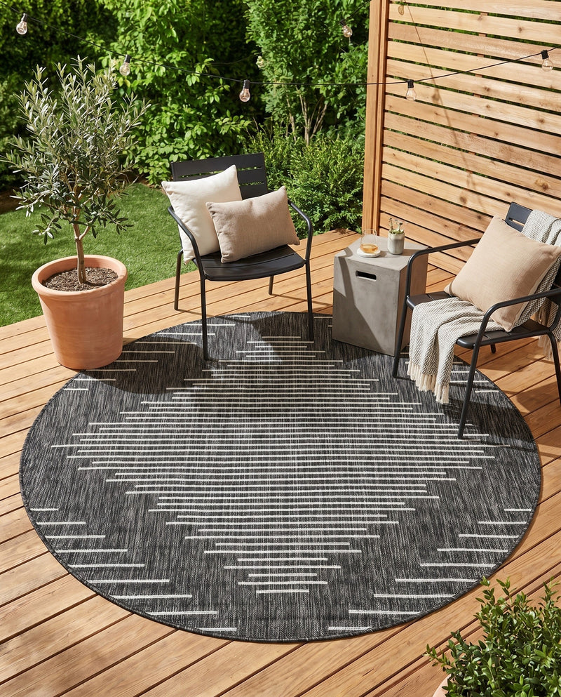Urban Terrace Collection Area Rug -  Chelsea (Charcoal Gray) Round Charcoal Gray  lifestyle 34