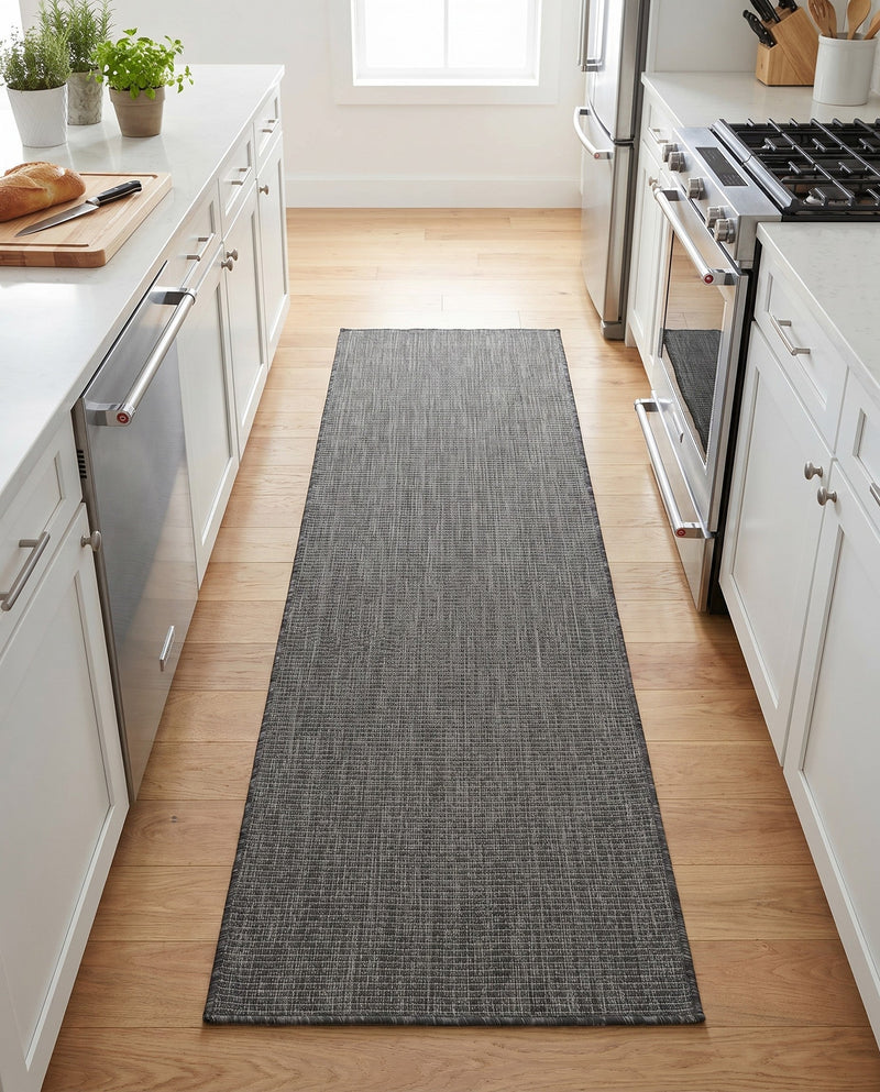 Seaside Serenity Collection Area Rug - Veranda (Black) Runner Black  lifestyle 42