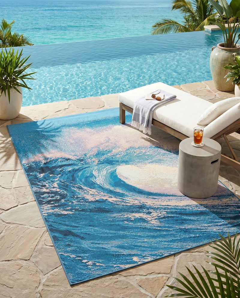 Urban Terrace Collection Area Rug - Veranda Rectangle Blue  lifestyle 9