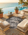 Urban Terrace Collection Area Rug -  Midtown Round Black and White  lifestyle 76