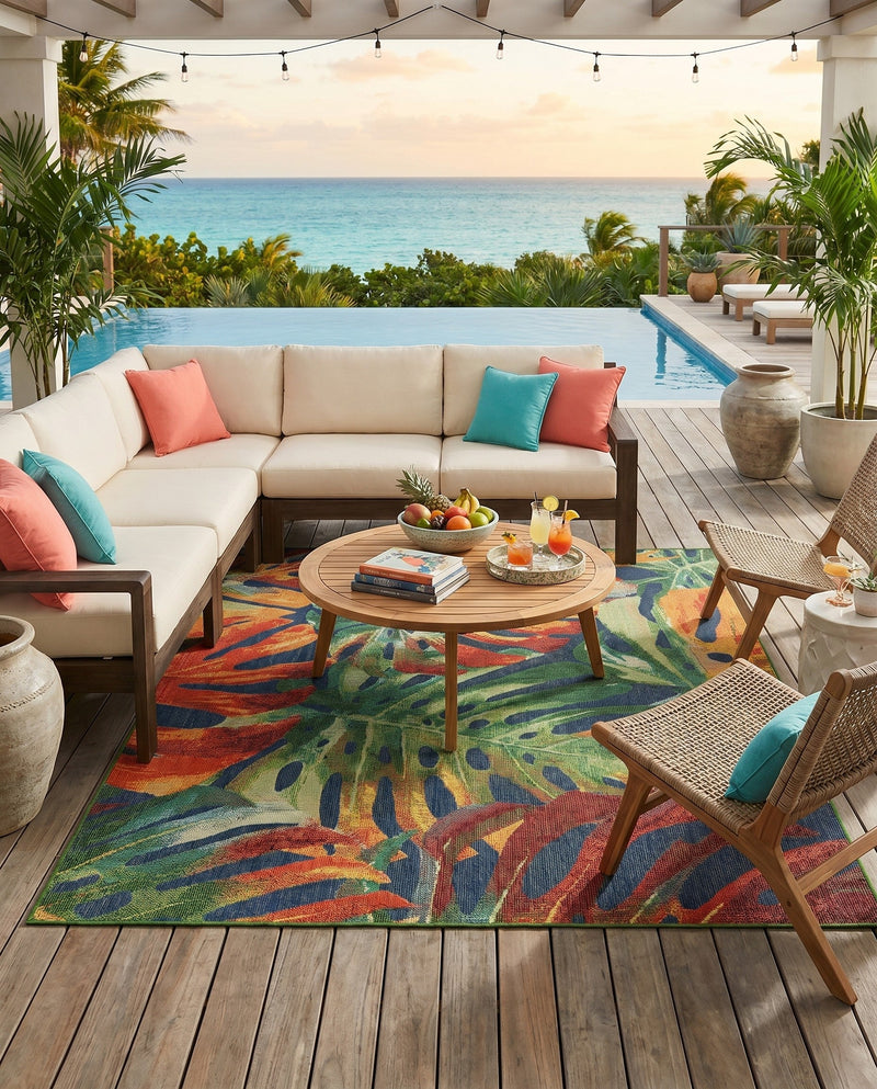 Coastal Terrace Collection Area Rug -  Pier Rectangle Multi  lifestyle 21