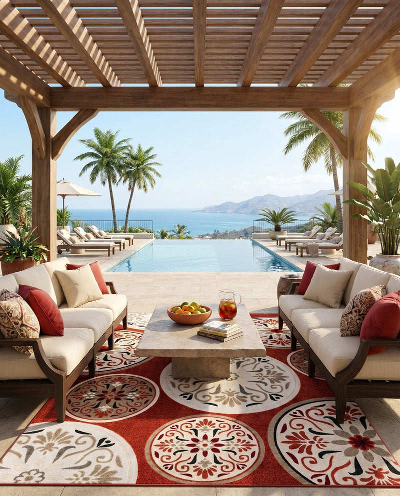 Urban Terrace Collection Area Rug -  Deck Rectangle Terracotta  lifestyle 43