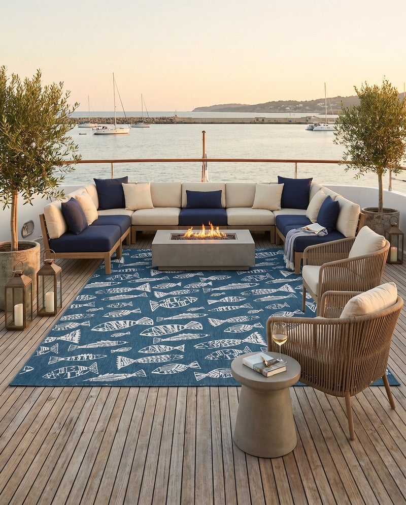 Seaside Haven Rugs Collection Area Rug -  Oceanview Rectangle Blue  lifestyle 23