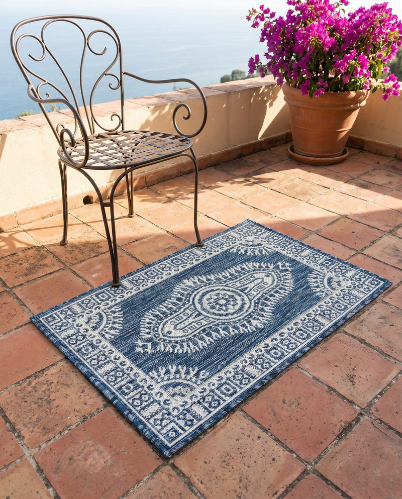 Patio Heritage Collection Area Rug -  Biloxi Rectangle Blue  lifestyle 18