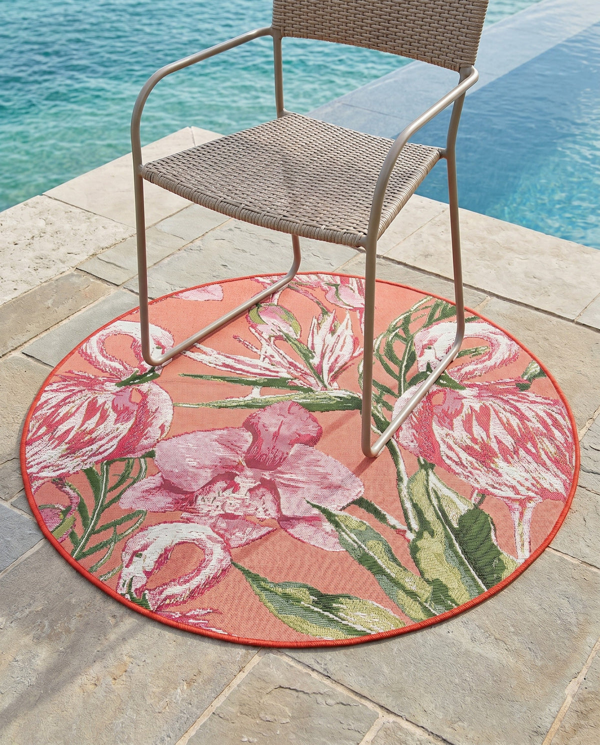 Seaside Blooms Collection Area Rug -  Kyoto Round Coral  lifestyle 62