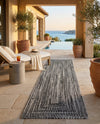 Sustainable Strands Indoor-Outdoor Oasis Collection Area Rug -  Sandbar (Black and White) Runner Black and White  lifestyle 74