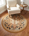 Patio Heritage Collection Area Rug - Veranda Round Black Gold Brown  lifestyle 77
