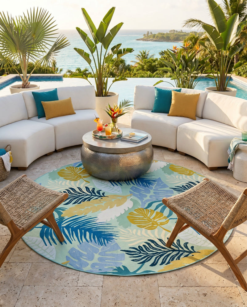 Seaside Blooms Collection Area Rug -  Sunkiss Round Multi  lifestyle 49