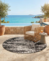 Urban Terrace Collection Area Rug -  Midtown Round Black and White  lifestyle 77