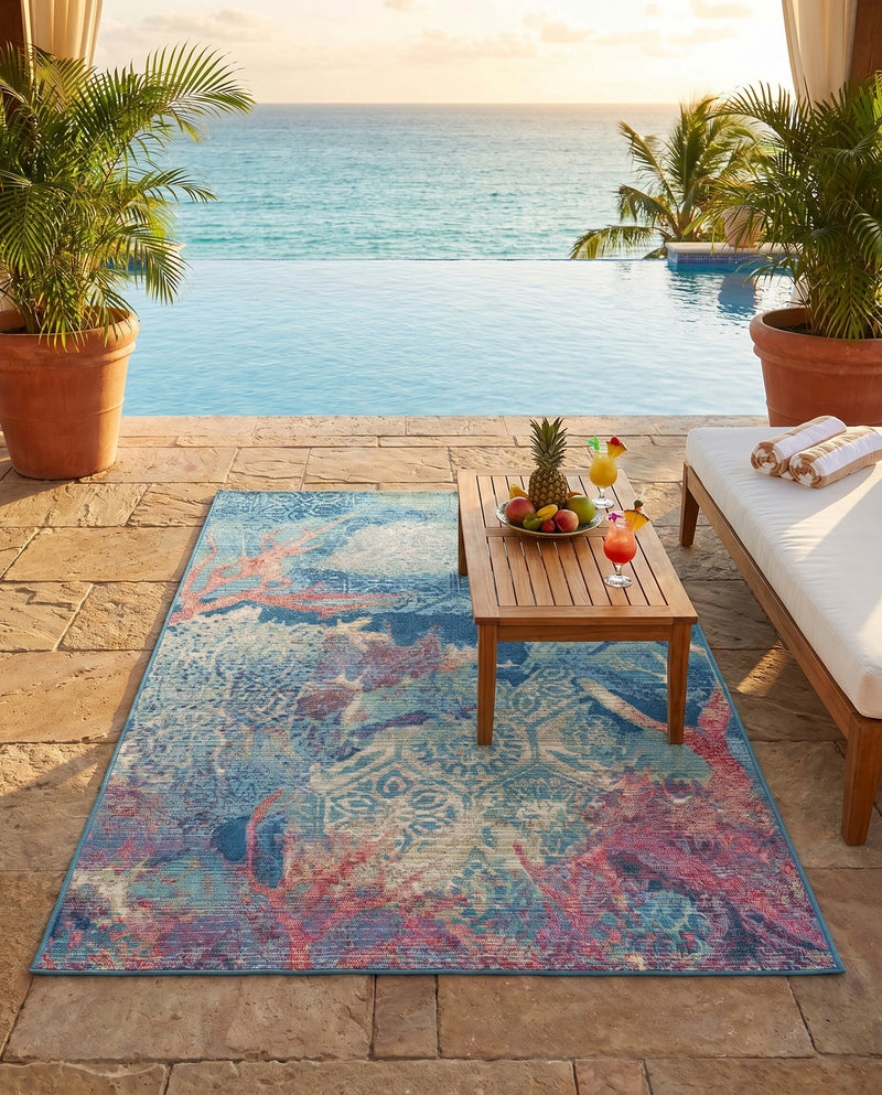 Seaside Haven Rugs Collection Area Rug - Marina Rectangle Multi  lifestyle 28