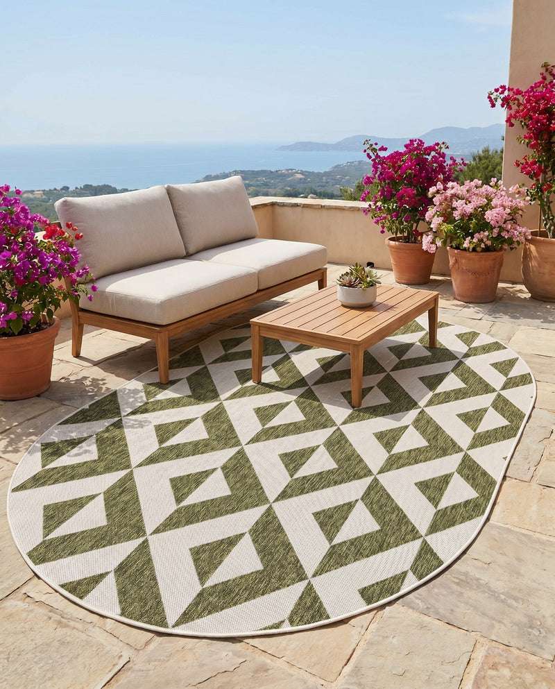 Urban Oasis Rugs Collection Area Rug -  Highrise (Green) Oval Green  lifestyle 30