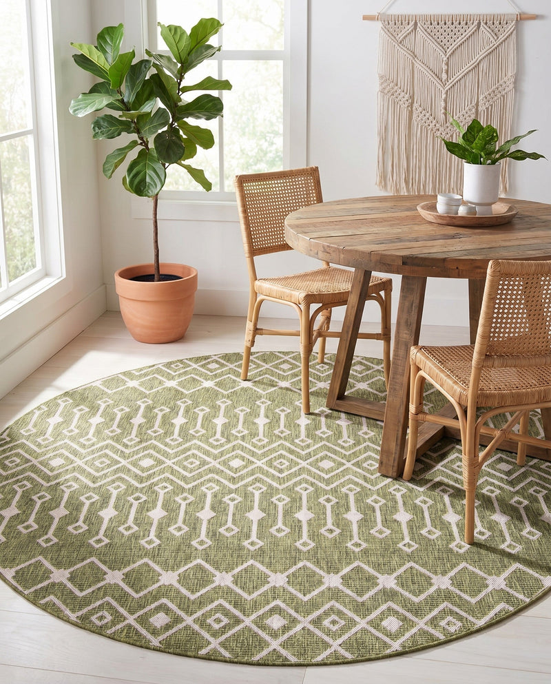 Savannah Pergola Collection Area Rug -  Pergola (Green) Round Green  lifestyle 77