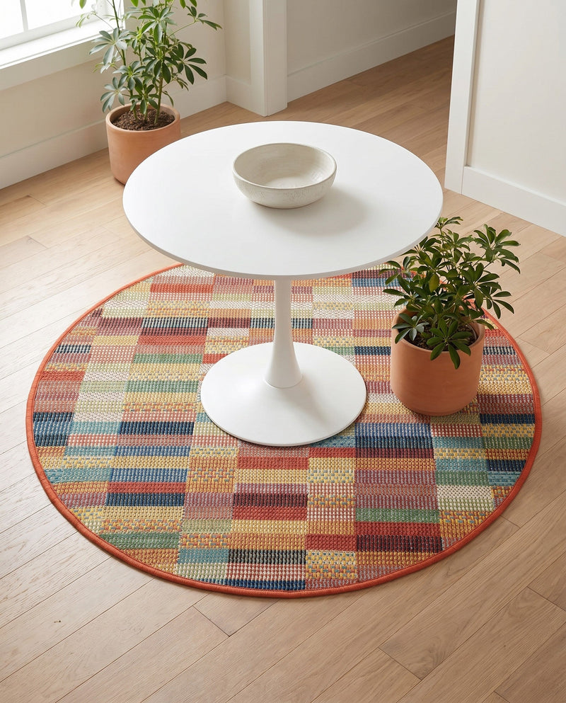 Coastal Terrace Collection Area Rug -  Harbor Round Multi  lifestyle 53