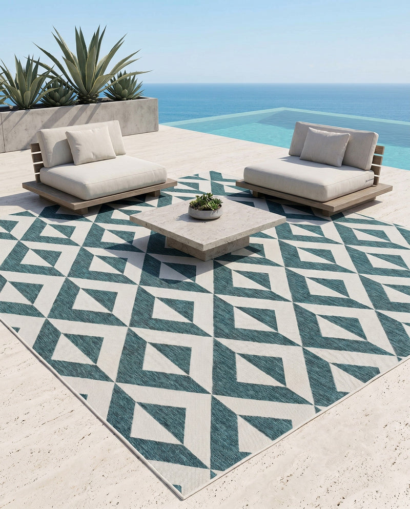 Urban Oasis Rugs Collection Area Rug -  Highrise (Teal) Square Teal  lifestyle 47