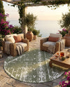 Desert Nomad Terrace Collection Area Rug - Sahara (Green) Round Green  lifestyle 14