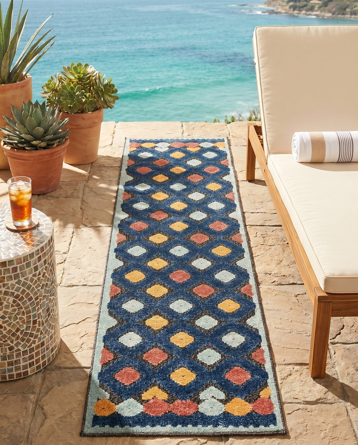 Caribbean Terrace Collection Area Rug -  Tobago Runner Charcoal  lifestyle 63