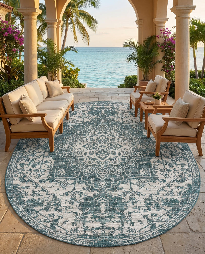 Urban Oasis Rugs Collection Area Rug -  Penthouse (Teal) Oval Teal  lifestyle 79