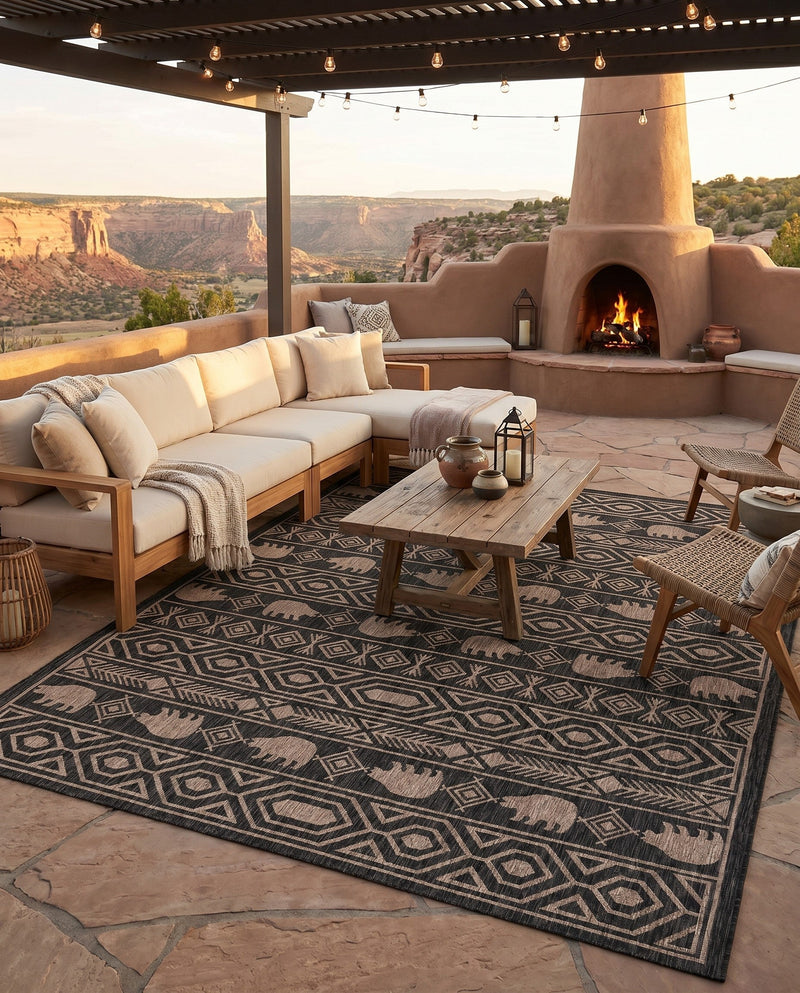 Mesa Oasis Rugs Collection Area Rug - Sundown Rectangle Black  lifestyle 7