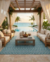 Savannah Pergola Collection Area Rug -  Pergola (Teal) Square Teal  lifestyle 75