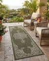 Patio Heritage Collection Area Rug -  Charleston (Green) Runner Green  lifestyle 29