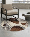 Urban Terrace Collection Area Rug -  Garden Round Brown and White  lifestyle 71