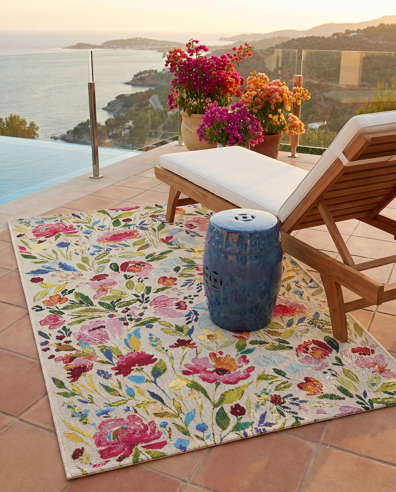Seaside Blooms Collection Area Rug -  Meadow Rectangle Multi  lifestyle 49