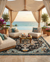 Outdoor Marrakesh Collection Area Rug -  Essaouira Square Navy Blue  lifestyle 59
