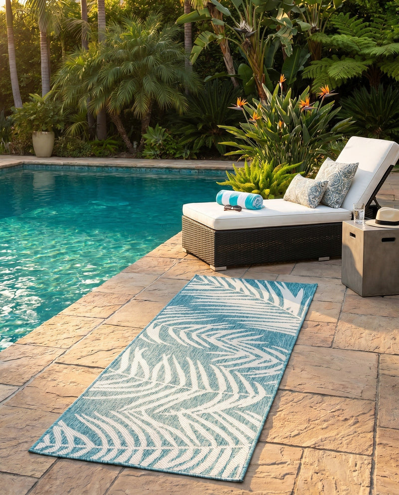 Seaside Blooms Collection Area Rug - Verdure (Light Aqua) Runner Light Aqua  lifestyle 40