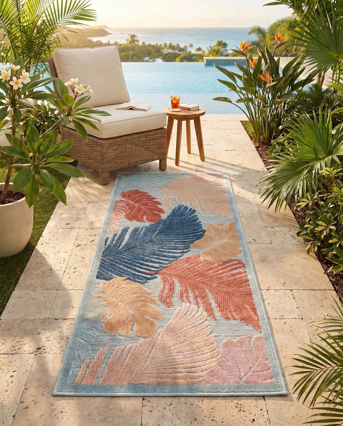 Seaside Blooms Collection Area Rug -  Tranquil Runner Multi  lifestyle 107