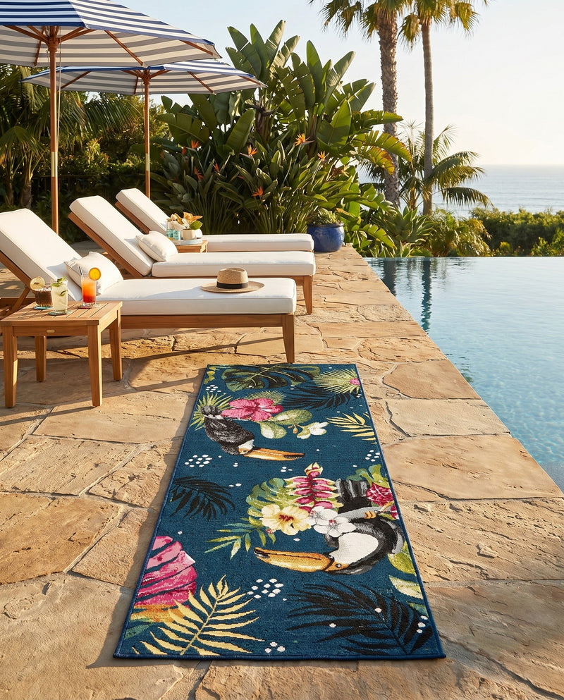 Seaside Blooms Collection Area Rug -  Leaf Runner Multi  lifestyle 59