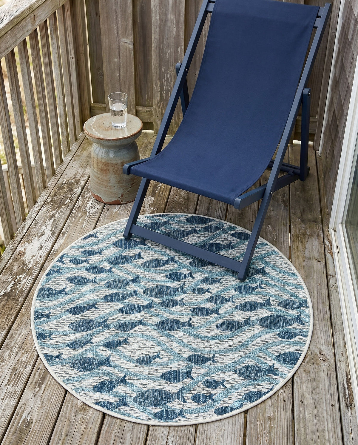 Seaside Haven Rugs Collection Area Rug -  Harbor Round Blue  lifestyle 80