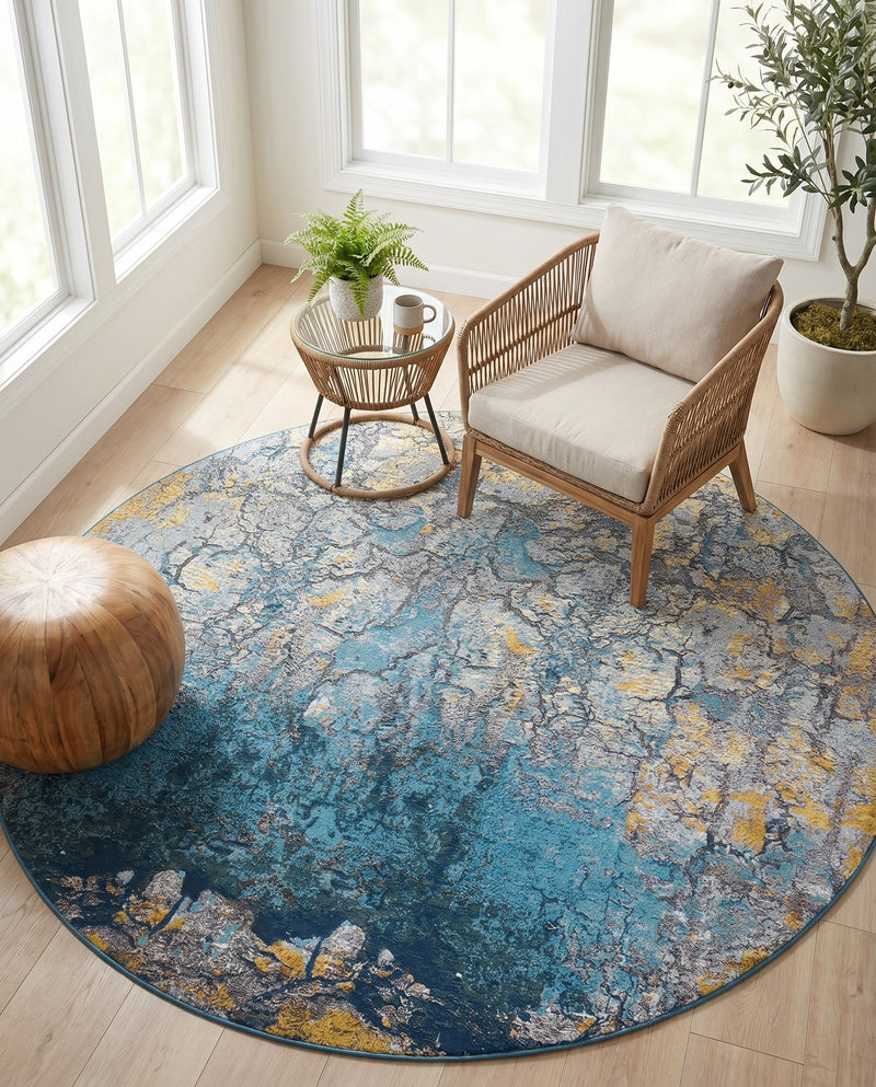 Urban Terrace Collection Area Rug -  Lanai Round Gradient Blue  lifestyle 71