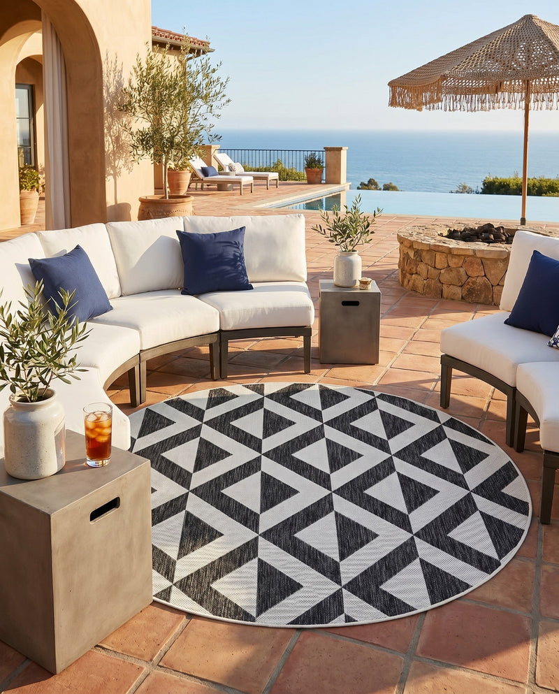 Urban Oasis Rugs Collection Area Rug -  Highrise (Charcoal Gray) Round Charcoal Gray  lifestyle 37