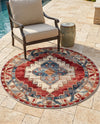 Patio Heritage Collection Area Rug -  Alcove Round Red and Navy Blue  lifestyle 34
