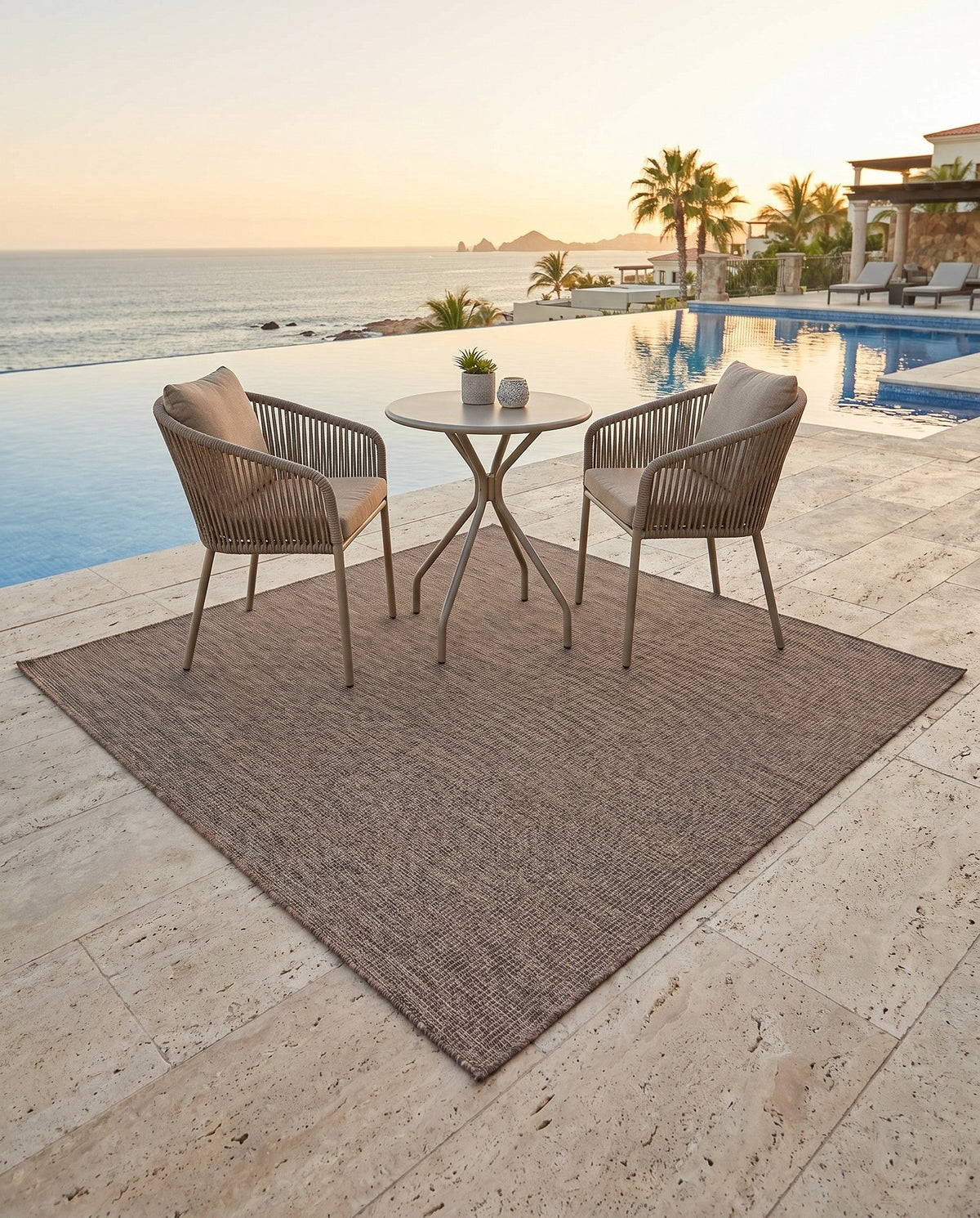 Seaside Serenity Collection Area Rug - Veranda (Light Brown) Square Light Brown  lifestyle 117