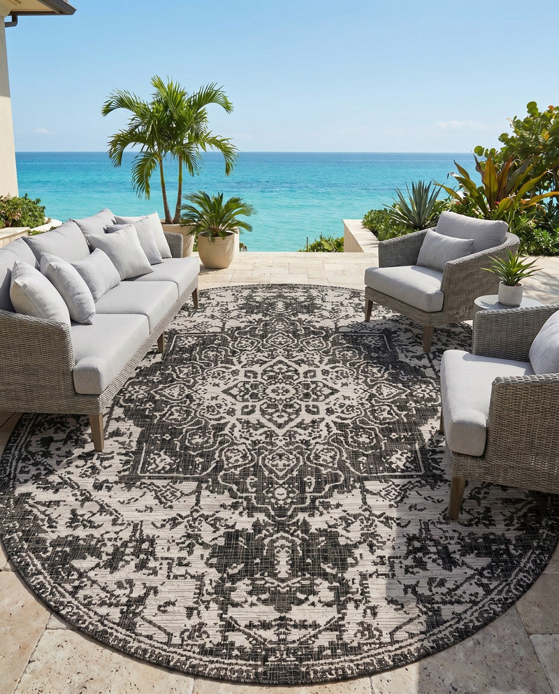 Urban Oasis Rugs Collection Area Rug -  Penthouse (Charcoal Gray) Oval Charcoal Gray  lifestyle 64