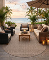 Seaside Stripes Collection Area Rug -  Boardwalk (Natural) Oval Natural  lifestyle 63