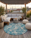 Urban Terrace Collection Area Rug -  Gazebo Round Aqua Blue  lifestyle 75