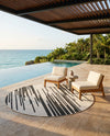 Urban Terrace Collection Area Rug -  Riverside Round Black and White  lifestyle 50