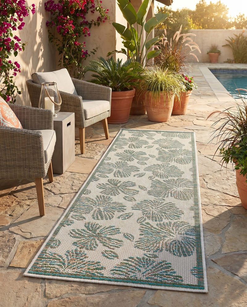 Coastal Terrace Collection Area Rug -  Marina Runner Ivory and Beige  lifestyle 75