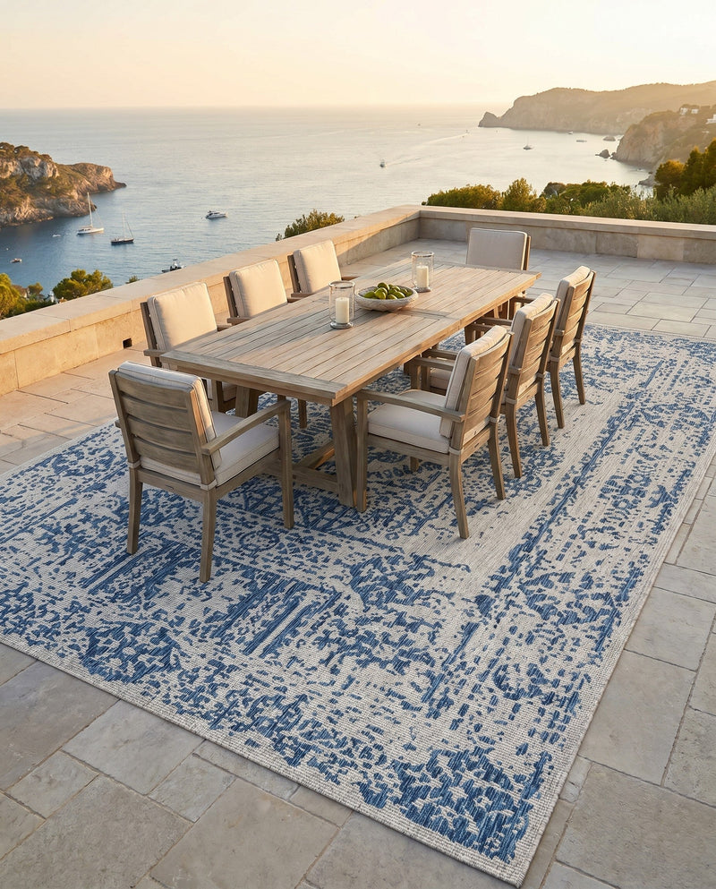 Patio Heritage Collection Area Rug - Savannah (Blue) Rectangle Blue  lifestyle 30
