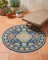 Coastal Terrace Collection Area Rug -  Dunes Round Navy Blue  lifestyle 72