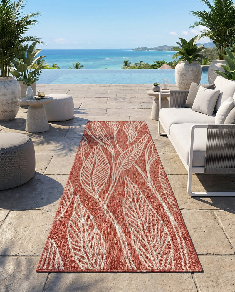 Seaside Blooms Collection Area Rug -  Evergreen (Rust Red) Runner Rust Red  lifestyle 41