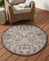 Tribal Terrace Treasures Collection Area Rug - Mayan Marina (Charcoal Gray) Round Charcoal Gray  lifestyle 57