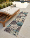Outdoor Marrakesh Collection Area Rug -  Rabat Runner Gray Blue Ivory  lifestyle 56