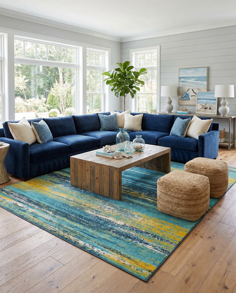 Seaside Haven Rugs Collection Area Rug -  Sandbar Rectangle Multi.Blue  lifestyle 19